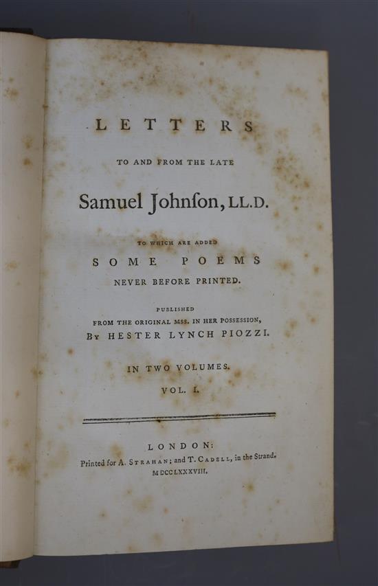 Boswell, James - The Life of Samuel Johnson, 6th edition, 4 vols, 8vo, half calf, portrait and titles browned and spotted, bookplates o